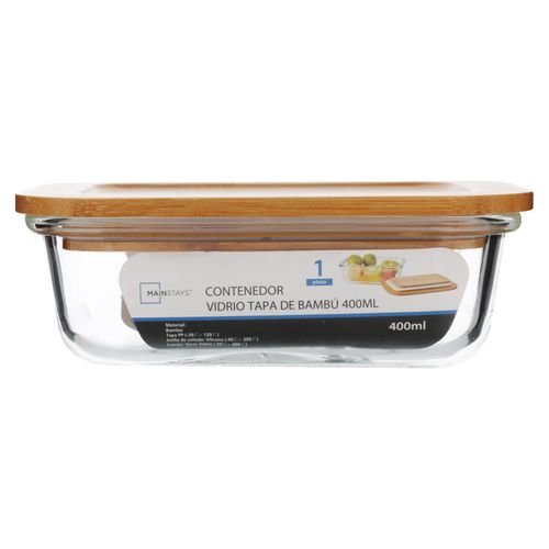 Ms Contenedor D Vidrio Tapa Bambu 400Ml