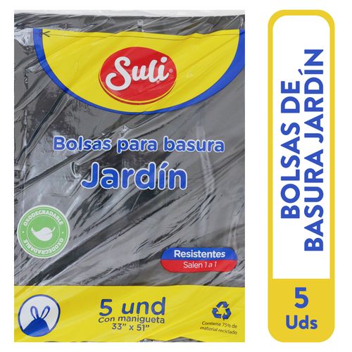 Bolsa Para Basura Suli Color Negra Tamaño Jardinera - 5 unidades