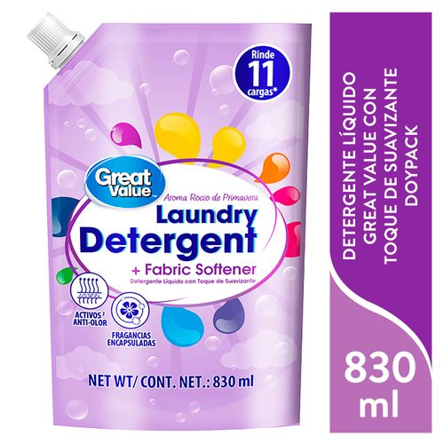 Detergente Líquido Great Value Con Toque De Suavizante Doypack - 830 ml