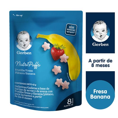 Galletitas NutriPuffs Gerber® Sabor Fresa Banano Sin Azúcar - 42 g