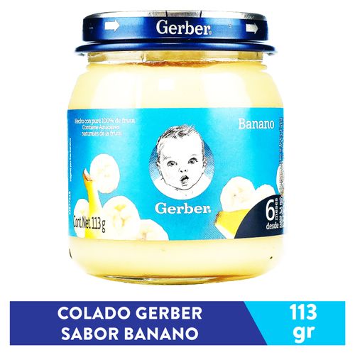 Colado Gerber Banano puré 100% de fruta - 113 g