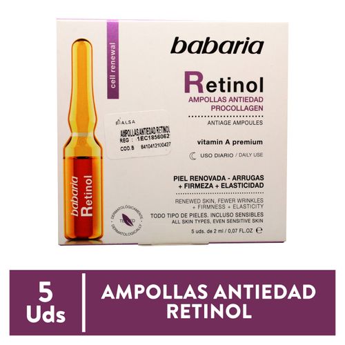 Ampollas Antiarrugas Babaria, Retinol - 5 uds