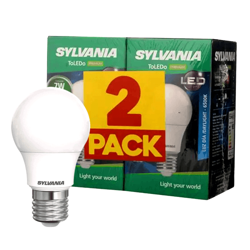 Bombillo Led Sylvania, 7W Luz blanca rosca E27 - 2 Uds