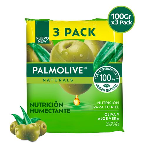 Jabón Corporal Palmolive, Naturals Oliva y Aloe, 3 Pack -300 g