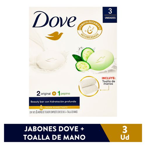 Jabón Dove Orginal Y Pepino + Toalla 3 Pack - 90 g