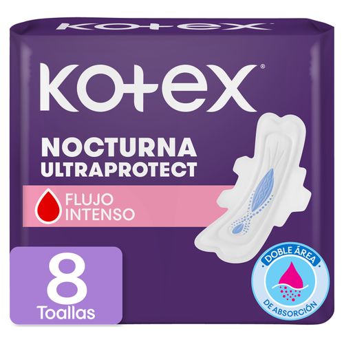 Toallas Femeninas Kotex Nocturna Con Alas - 8Uds