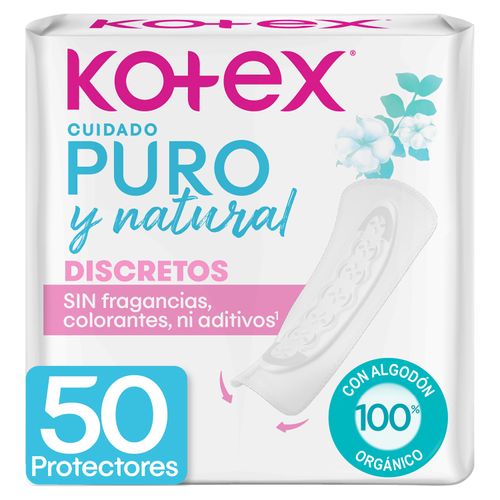 Protectores Diarios Kotex Puro y Natural Discretos -50 Uds