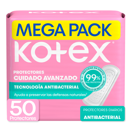 Protectores Cuidado Avanzado Kotex Tecnología Antibacterial -50 Uds