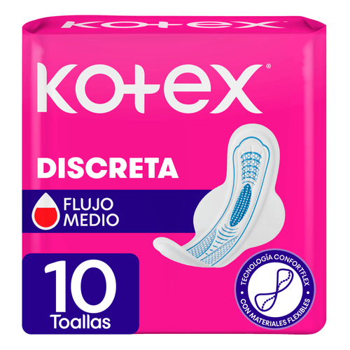 Toallas Higiénicas Femeninas Kotex Discreta -10 Uds