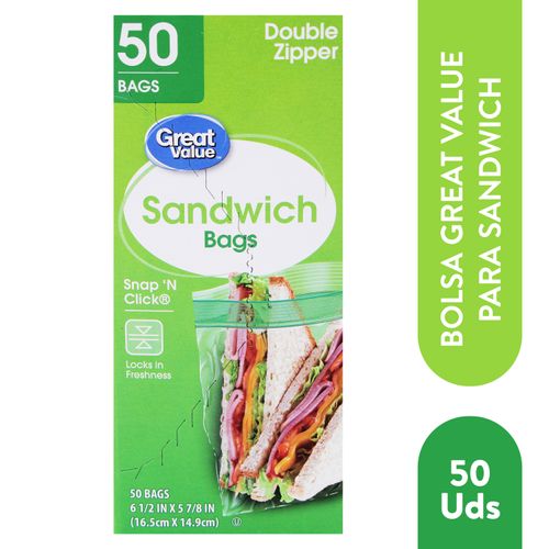 Bolsa Para Sandwich Great Value - 50 Unidades