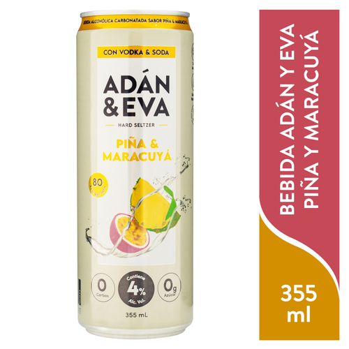 Bebida Adan Y Eva Sabor A Maracuya Y Piña Con Ron - 355ml