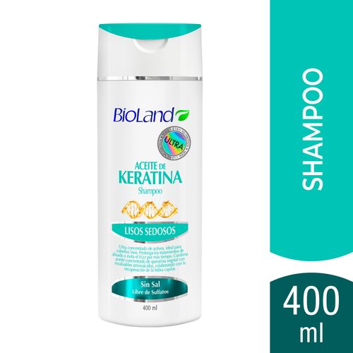 Shampoo Bioland Aceite De Keratina Lisos Sedosos -  400 ml