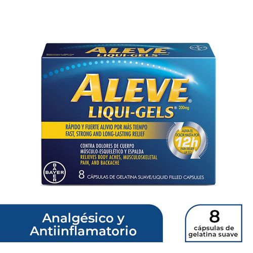 Anelgésico y antiinflamatorio Aleve liqui Gels -8 cápsulas