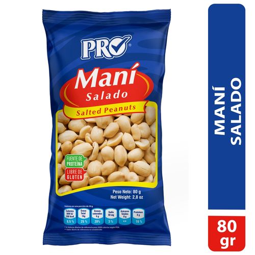 Maní Pro salado bolsa -80 g