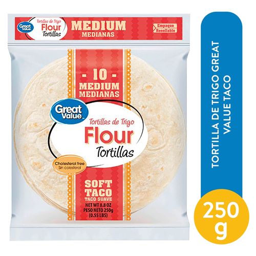 Tortilla Great Value De Trigo Para Taco - 250 g