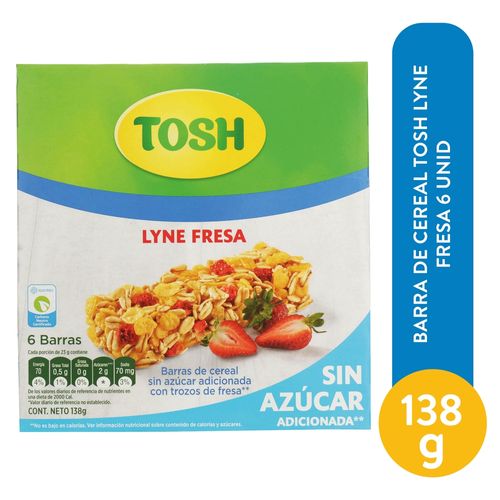 Barra De Cereal Tosh Lyne Sabor Fresa 6 Uds - 138 g