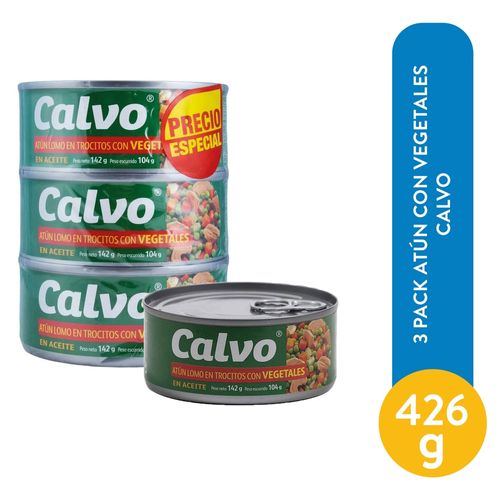 3 Pack Atun Con Vegetales Calvo 426 g