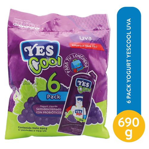 Yogurt Yes Cool  Sabor A Uva 6 Pack   - 750 g