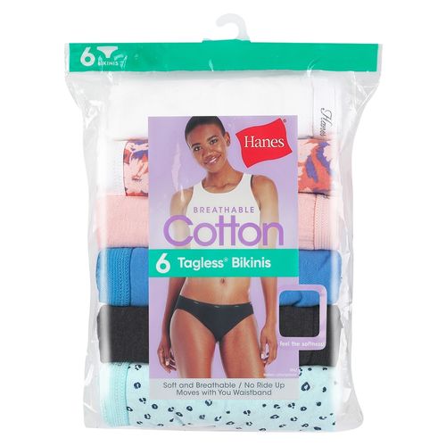 P6 Bikini Algodon Dama Hanes Surtido 6