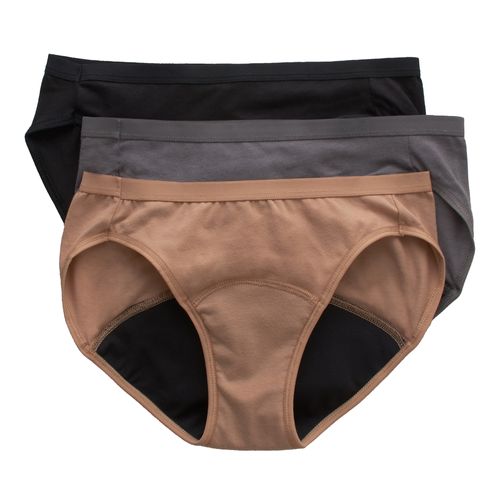 Panty Bikini Hanes, de Periodo para mujer, flujo Moderado, 3 pack surtido -Talla 5