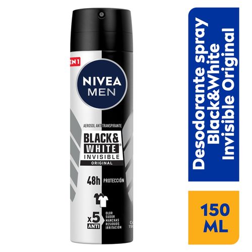 Desodorante Nivea Men  Antimanchas en Spray Black & White Invisible Power - 150 ml