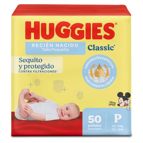 Pañales Huggies Classic Etapa 1/P, 3,5-6kg - 50Uds