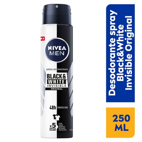 Desodorante Nivea Men Antimanchas en Spray Black & White Invisible Power - 250 ml