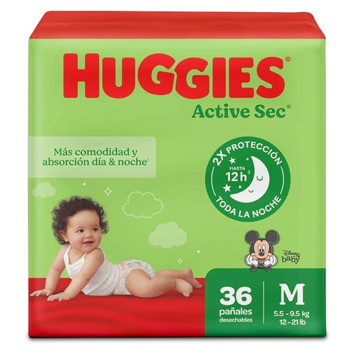 Pañales Huggies Active Sec Etapa 2/M - 36 Uds