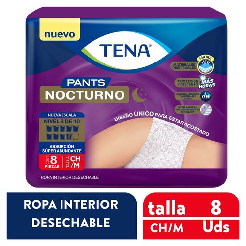 Ropa Interior Desechable Tena ® Pants Nocturno Talla M - 8 Unidades