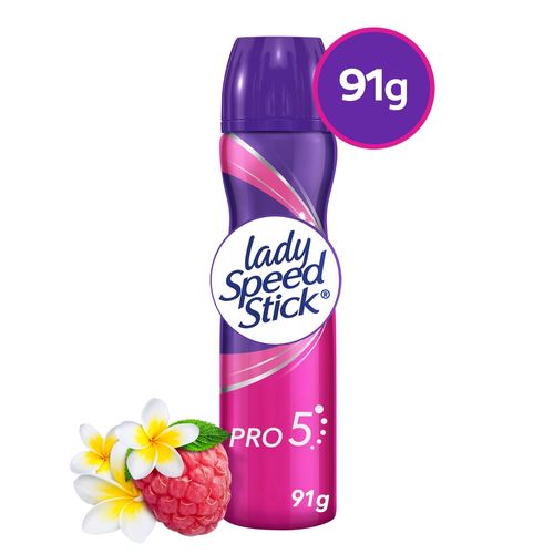 Desodorante Antitranspirante Lady Speed Stick, Pro 5, en Aerosol para Mujer, 91 g