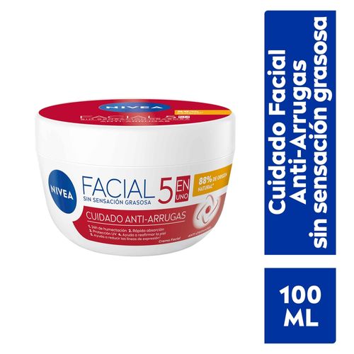 Crema Facial Nivea Hidratante Antiedad 5 En 1 Cuidado Anti-Arrugas - 100 ml