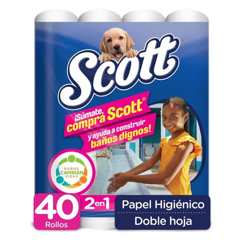 Papel Higiénico Scott 2En1 Doble Hoja -  40 Rollos