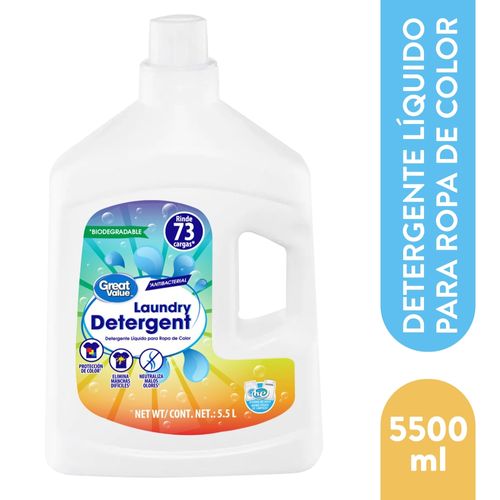 Detergente liquido Great Value para ropa blanca y color -5500 ml