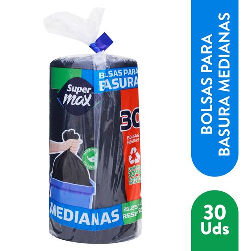 Bolsa Pbasura Supermax Negra Med 30Eq