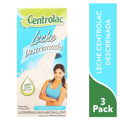 Cen 3 Pack Leche Uht Descremada 6000 ml