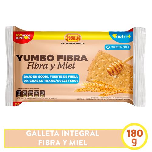 Galleta Pozuelo integral yumbo fibra y miel - 180 g