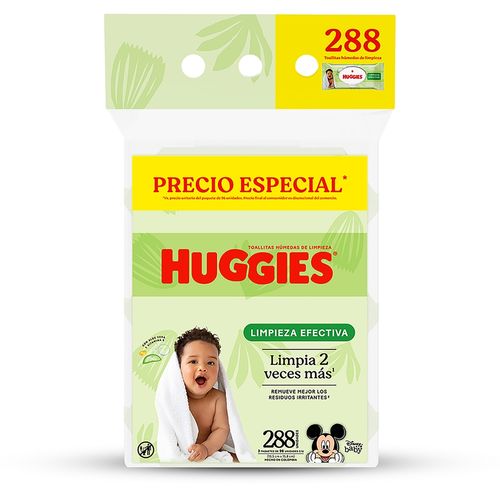 Toallas Húmedas Huggies Limpieza Efectiva Hipoalergéncias, Sin Parabenos, Sin Alcohol- 288Uds