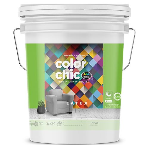 Pintura Latex Color Chic, Fórmula Mejorada Color Menta, Tamaño Cubeta - 5 Galónes