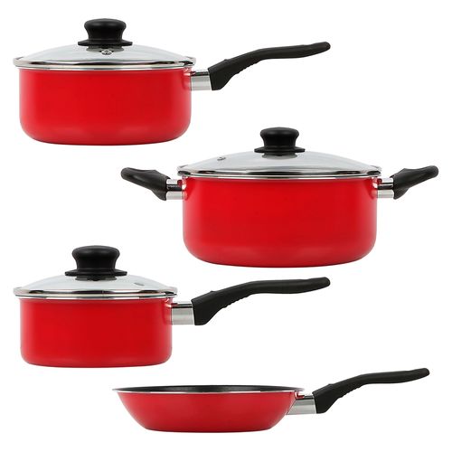 Batería De Cocina 7 Pc Roja Haus