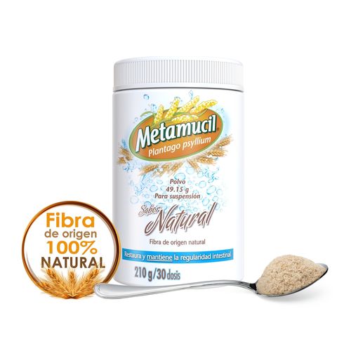 Fibra Natural Metamucil Sabor Natural tarro de 210 g - 30 dosis