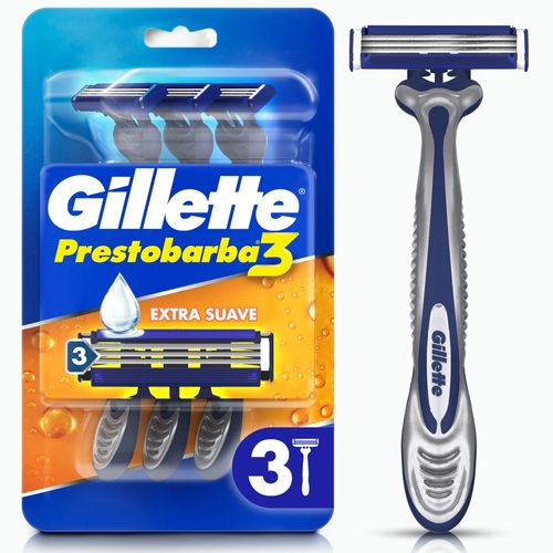 Rasuradora Gillette Prestobarba3 con 3 Hojas, Afeitada al Ras, 3 Uds