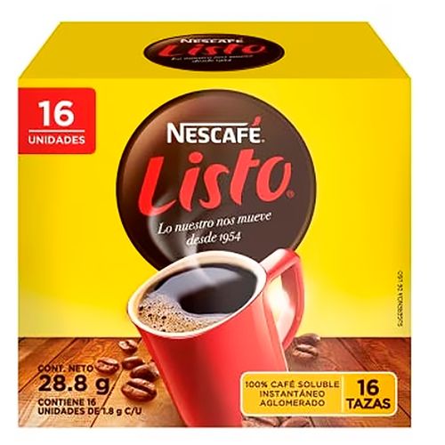 Cafe Instantaneo Listo 16 Sobres 28 g