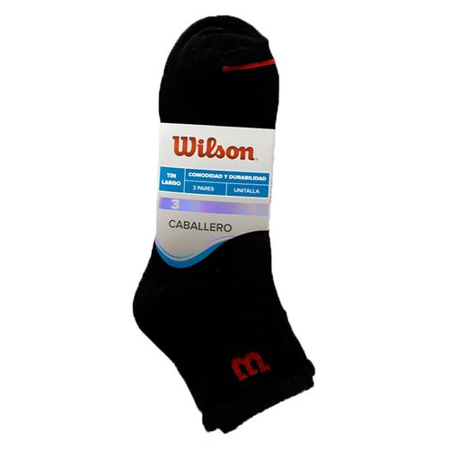 Pack 3 Medias Quarter Wilson Caballero Negro Sin Felpa Modelo: B5832