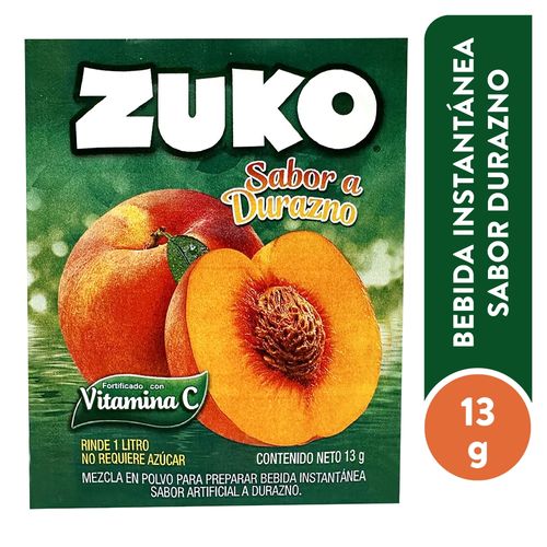 Bebida En Polvo Zuko Durazno 13gr