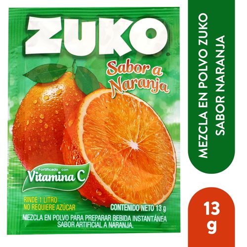 Bebida En Polvo Zuko Naranja 13gr