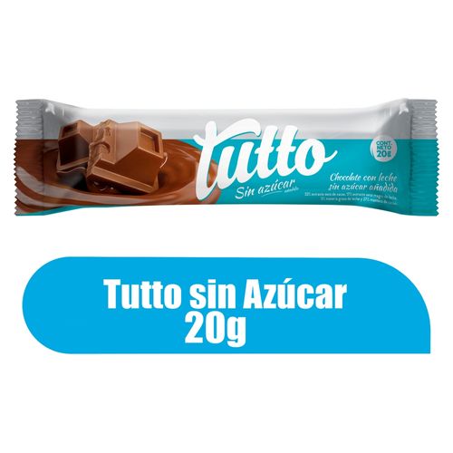 Barra De Chocolate Tutto, Sin Azúcar - 20 g