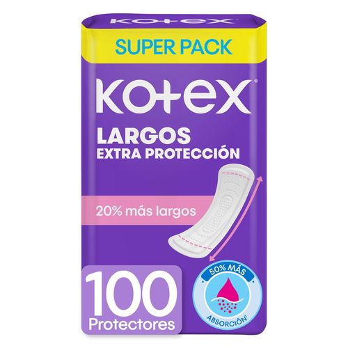 Protectores Diarios  Kotex Extra Largos - 100Uds