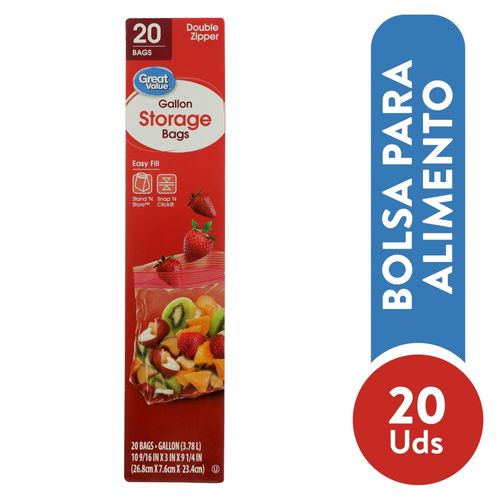 Bolsa Great Value Alim Almacena Galon - 20 Unidades