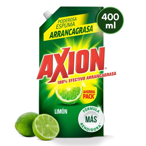 Lavaplatos Líquido Axion Limón, Arrancagrasa Doy Pack - 400 ml