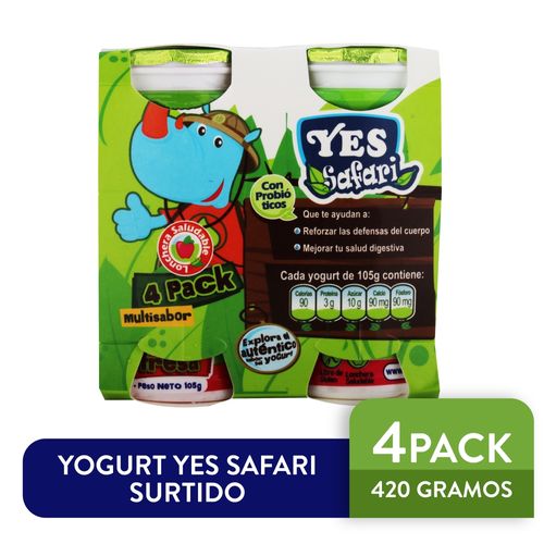 Yogurt Yes Safari Surtido, 4 Pack  - 400 ml